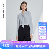 朗姿【Basic衣橱】朗姿25明星同款法式衬衫气质衬衣长袖上衣春季新款 水蓝色 S