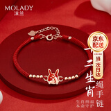 沫兰（MOLADY）十二生肖银手链女本命年转运红绳纪念日生日礼物送女友老婆 十二生肖感温变色手链[兔]