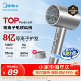 美的（Midea）8亿等离子护发电吹风 家用负离子护发吹风筒 1800W大功率快干吹风机FJ308银 节日礼物