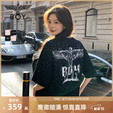 BOY LONDON【满天星】夏季男女同款短袖渐变烫钻印花时尚T恤N01107 黑色 M