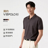 PERRY BURRY超精蚕丝羊毛针织衫老钱风男装polo衫短袖毛衣 烟墨 XL 180/96A
