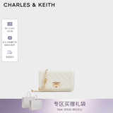 CHARLES&KEITH经典菱格链条小方单肩斜挎包包女包七夕礼物送女友CK2-70160131 Cream奶白色 小包