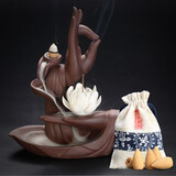 轩椽阁 倒流香炉高山流水 家用熏香紫砂倒流香炉檀香香熏炉创意摆件 【佛手莲花倒流香炉】送50颗倒流香