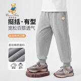 Classic Teddy精典泰迪童装男童裤子儿童长裤中小童休闲运动卫裤 浅灰 100