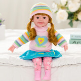 快乐音符儿童智能语音对话洋娃娃会说话唱歌的仿真布娃娃女孩公主玩具礼物 JQ016-2 粉色 充电动眼彩盒装（智能语音对话+学说话）