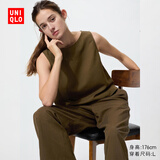 优衣库麻混纺衬衫/无袖女装衬衣483890 36 褐色 3XL
