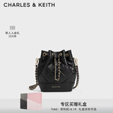 CHARLES&KEITH大容量绗缝菱格链条单肩包水桶包生日七夕礼物送女友CK2-10701506