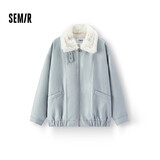 森马（Semir）外套女冬季PU仿皮仿羊羔毛oversize酷飒风机车风夹克101725108005