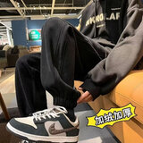 雅鹿裤子男2026夏季薄款潮流男裤男士束脚宽松长裤运动休闲裤男装 黑色束脚【加绒款】 XL 【建议体重120-140斤】