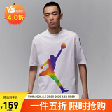 Jordan男子乔丹 东单 彩色Logo 印花图案 纯棉短袖T恤HF6593-100白2XL