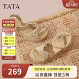 他她（TATA）黄圣依同款璀璨星空厚底凉鞋女外穿沙滩凉鞋CXT01BL6 杏色6 38