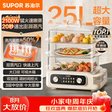 苏泊尔（SUPOR）电蒸锅 25L三层大容量速蒸魔方电热锅 家用多功能电蒸箱 加长蒸屉蒸鱼多用途锅ZN32FK995