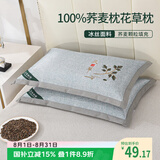 艾薇荞麦枕头夏季100%荞麦壳带冰丝枕套枕芯一个装 叶子灰 35*55cm
