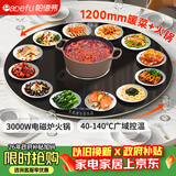 帕德弗（PADEFU）圆形暖菜板带电磁炉火锅 2026新款多功能家用加热菜板饭菜保温板 电动餐桌自动旋转盘 神器120cm黑