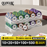 乾仓（qiancang） 德扑筹码 麻将德州扑克筹码币棋牌室专用积分币套装游戏14克粘土 【10+20+50+1百+5百】共100片