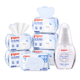 贝亲（Pigeon）婴儿日常护理套组【手口柔湿巾100片*6包+身体抚触油70ml】