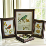 左岸拾年美式欧式复古相框摆台画框装裱挂墙来图定制任意尺寸实木定做照片 深棕色 7寸(内径12.7X17.8cm)