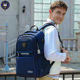 UNIVERSITY OF OXFORD男中学生书包高中生双肩背包初中生休闲减负大容量英伦风防泼水 X955深蓝