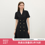 范思蓝恩正式气质通勤连衣裙女夏季收腰显瘦面试西装裙 黑色 XS