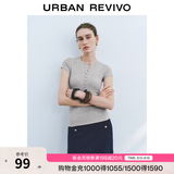 UR2026夏季新款女装休闲单排扣圆领修身短袖T恤UWM450122 浅灰花灰 M