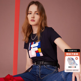 斐乐（FILA） 女装官方女士短袖T恤夏季休闲运动内搭t恤百搭短T上衣 传奇蓝-F51W629191B M （165/84A/M）