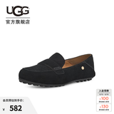 UGG春季女士休闲舒适纯色平底乐福鞋双鞋垫时尚单鞋豆豆鞋1147350 BLK | 黑色 37