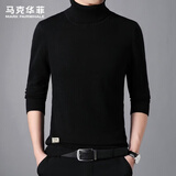 马克华菲（MARK FAIRWHALE） 毛衣男纯色针织衫男士修身打底高领毛衣学生翻领毛线衣 黑色 XL