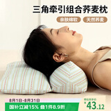 艾薇 枕头荞麦枕睡眠颈椎病枕成人睡觉专用三角平枕全棉连体枕芯 米兰