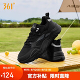 361°运动鞋男秋季厚底增高黑色通勤透气休闲鞋跑步鞋672426763F-4