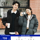 盖璞（GAP）男装秋季款logo宽松连帽泡芙羽绒服百搭简约外套791896 深灰色 M (170/92A)亚洲尺码 【偏大，建议拍小一码】