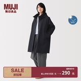 MUJI 女式 不易沾水防紫外线可折叠风帽长大衣风衣女装外套春防晒衣 深藏青色 M (160/84A)