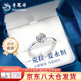 老凤祥一克拉托帕石钻石戒指纯银求婚对戒高档七夕情人节礼物送女友老婆 今/次日达*一克拉戒指-925银-锆石
