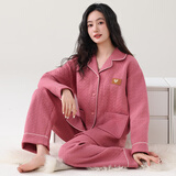 优婷菲（YOUTINGFEI）睡衣女秋冬季纯棉加厚空气棉夹层保暖家居服女士长袖套装可外穿 HLM-J1806 XL (165-170cm 125-145斤)