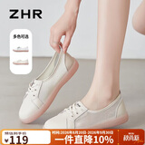 ZHR则则小白鞋女夏季真牛皮网面透气女鞋百搭休闲鞋子女 A70EF 米色 36