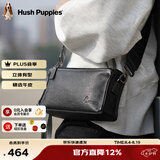 暇步士（Hush Puppies）男士单肩包斜挎包新款时尚户外通勤真皮邮差包牛皮小背包送男友 黑色HA-2011708W-5710