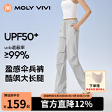 MOLY VIVI伞兵防晒裤女夏季薄款冰丝速干工装直筒裤户外休闲登山裤魔力薇薇