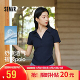 森马（Semir）POLO衫女夏季短款褶皱紧身正肩凉感上衣2026气质衣服109326115007