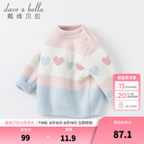 戴维贝拉（DAVE＆BELLA）女童毛衣半边绒儿童针织衫女秋季幼儿线衣小童秋装幼童线衫打底衫 粉色 110 cm（建议身高100-110cm）