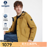 Navigare意大利小帆船男士连帽羽绒服冬季防风休闲男装防泼水时尚高端外套 土黄 L /50