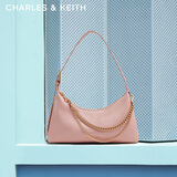 CHARLES&KEITH柔软拉链式褶皱单肩包腋下包包女包生日七夕礼物CK2-40782472 Light Pink浅粉色 S