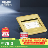 德力西（DELIXI）开关插座 金色带电话电脑掀盖式铜地插地板插座 DCT-F120G-T2T8