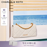 CHARLES&KEITH质感菱格链条小方钱包女包包女包生日七夕礼物送女友CK6-10680924 Cream奶白色 XS