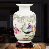 陶之念 景德镇陶瓷器花瓶插花器家居饰品台面摆件客厅餐厅装饰工艺品摆设（单个） 竹林七贤 带底座