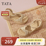 他她（TATA）七夕节礼物黄圣依同款璀璨星空厚底凉鞋CXT01 杏色 (凉鞋款） 38
