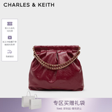 CHARLES&KEITH子母链条大容量流浪包托特包单肩斜挎包女包七夕礼物CK2-40671449 【L号】Burgundy葡萄酒红色 L