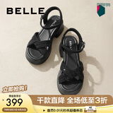 百丽（Belle）满钻条带繁星休闲凉鞋女商场款厚底凉鞋A9S2DBL4 黑色 39 (245mm)
