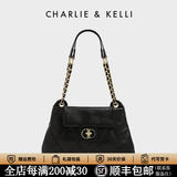 CHARLIE&KELLI女包2026新款包包锁扣菱格链条包单肩包通勤斜挎包小c&k生日礼物 黑色