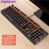 雷柏（Rapoo） V500PRO 有线机械键盘  混彩背光家用办公电竞游戏 104键全键无冲突 双色注塑键帽 V500PRO有线单光【黑色.茶轴】