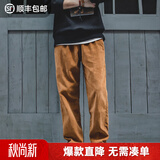 马登工装美式复古垂感灯芯绒长裤子男冬新款直筒修身显瘦男士休闲裤 琥珀色 【男裤冬季厚款/男士裤子/美式工装裤/长裤】 XL