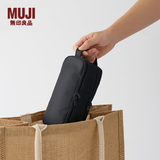 MUJI锦纶笔袋 文具盒文具袋简约立体铅笔盒大容量尼龙收纳袋旅行便携 黑色 宽19*高８*厚８cm